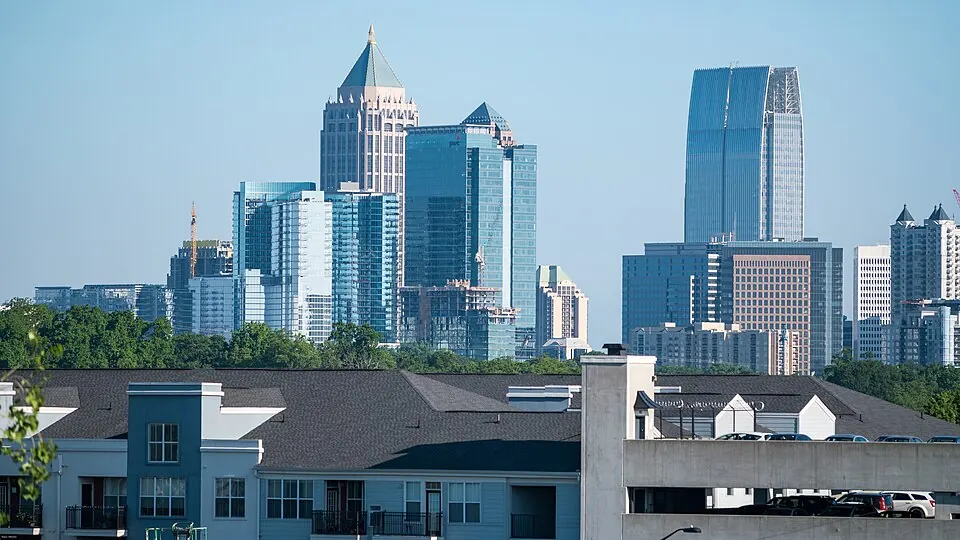 Midtown Atlanta skyline seen from the Eastside Trail near the BeltLine